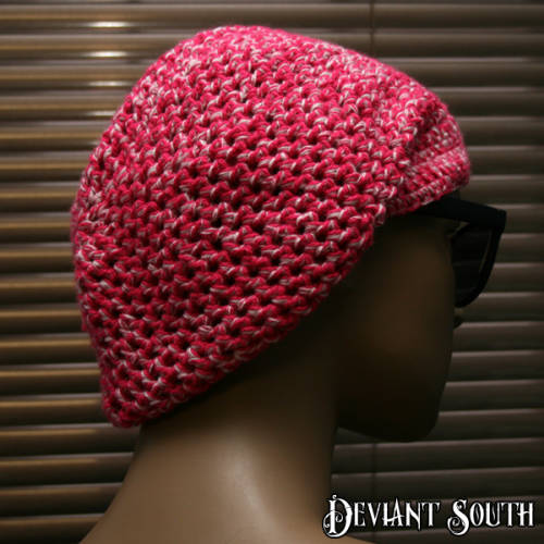 Deep Pink-white Slouch Beanie
