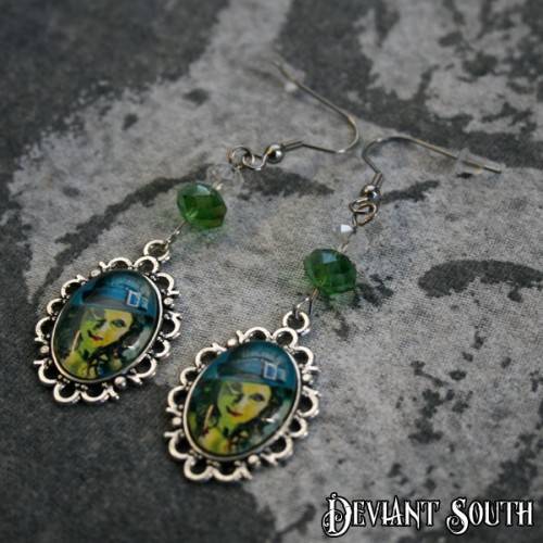 Deviant South Cabochon Earrings (pair) - Green Witch Buckle Hat