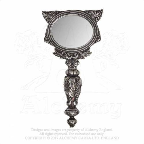 Alchemy Gothic V64 Sacred Cat Hand Mirror (Resin) 