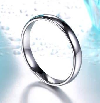 Stainless Steel Slim Thin Curved Band Ring - Size 10 (US) | U  (UK)