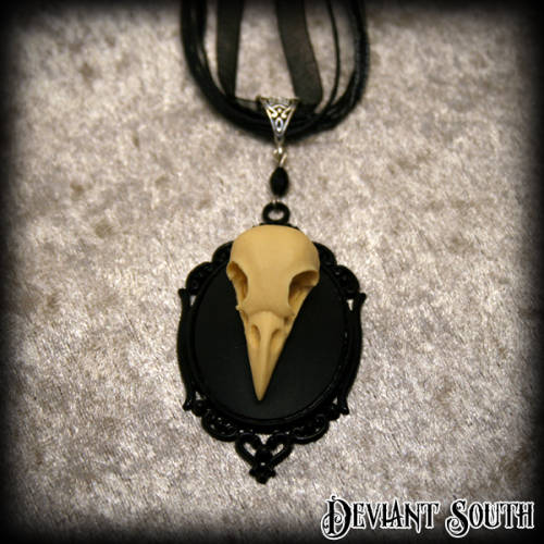 Deviant South Memento Mori Necklace featuring Large 3D Bird Skull Cameo