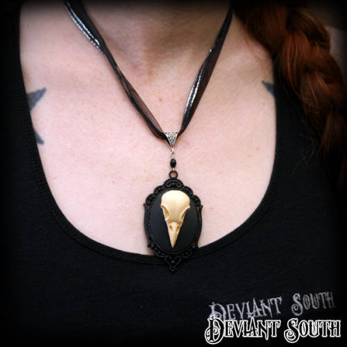 Deviant South Memento Mori Necklace featuring Large 3D Bird Skull Cameo