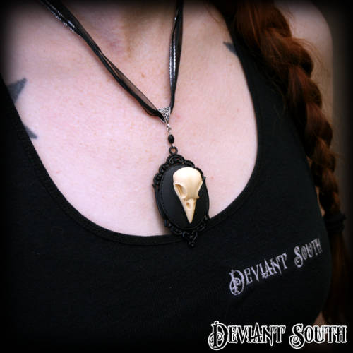 Deviant South Memento Mori Necklace featuring Large 3D Bird Skull Cameo