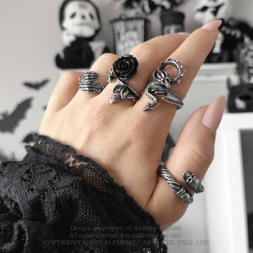 Alchemy Gothic AG-R245 Dragons Lure ring - UK Size: Y-W (adjustable)