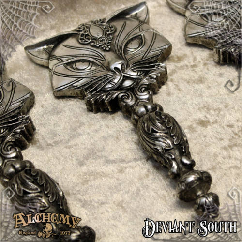 Alchemy Gothic V64 Sacred Cat Hand Mirror (Resin) 