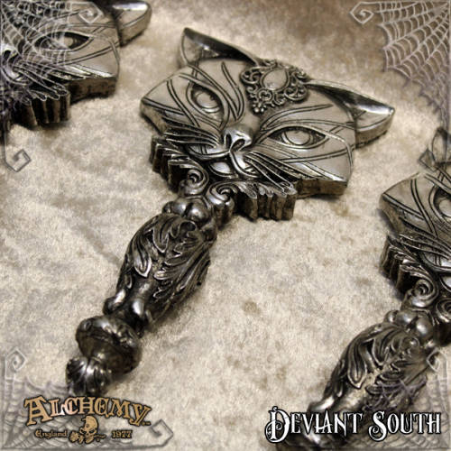 Alchemy Gothic V64 Sacred Cat Hand Mirror (Resin) 