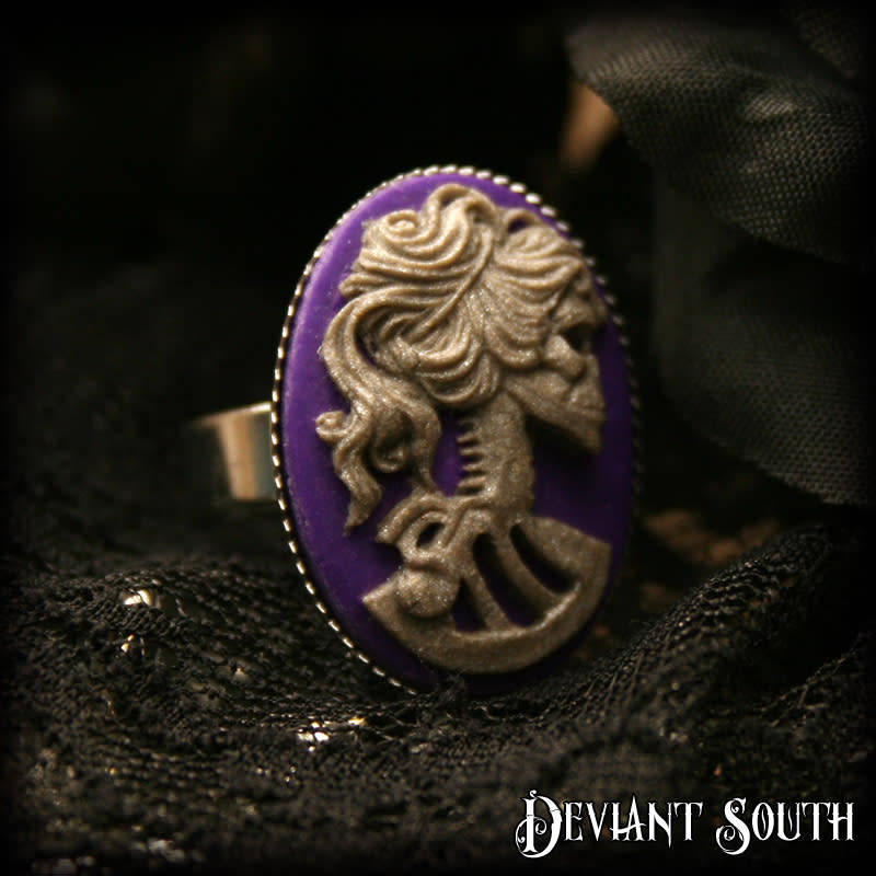Deviant South Medium Madame Squelette Cameo Silver Adjustable Ring