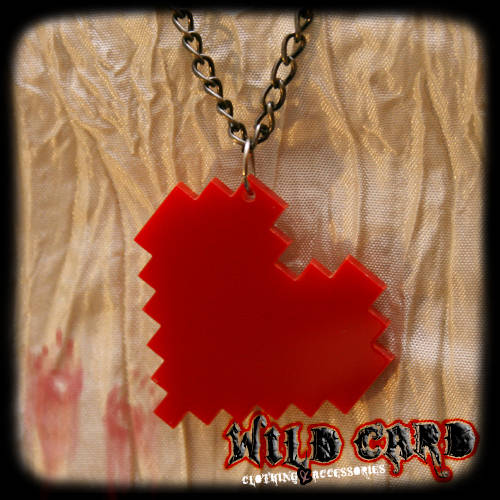 Red Pixelated Heart Necklace