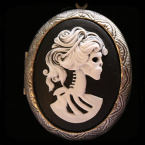 Madame Squelette "Lady Skeleton" Cameo Locket - Classic Black