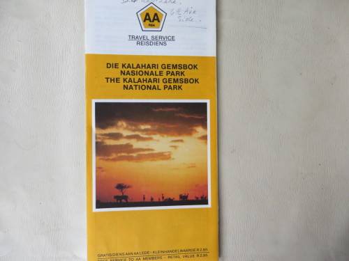 OLD AA ROAD MAP - THE KALAHARI GEMSBOK NATIONAL PARK  - AS PER SCAN