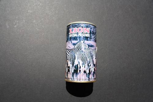 LION BEER CAN -  ZEBRAS - ROLLED ALUMINIUM - PLEASE HAVE A LOOK