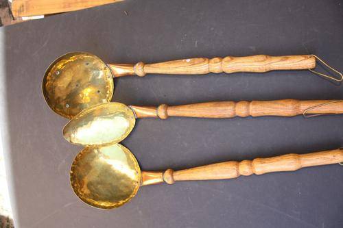 3 BRASS - COPPER LADDELS - 500 MM LONG - PLEASE HAVE A LOOK
