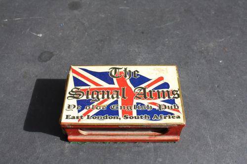 WOODEN MATCH BOX COVER - THE SIGNAL ARMS - DE OLDE ENGLISH PUB - PLEASE HAVE A LOOK