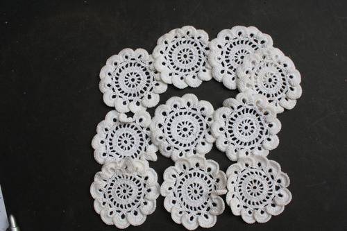 10 SMALL CROCHET CLOTH - 90 MM DIAM. - PLEASE HAVE A LOOK