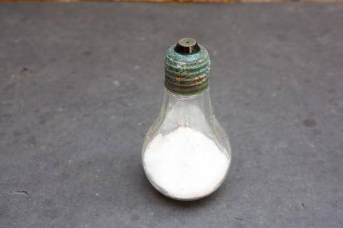 OLD SALT CONTAINER IN SHAPE OF A LIGHT BULB - 110 MM HIGH - PLEASE HAVE A LOOK