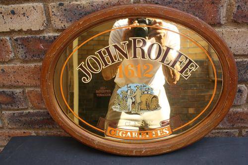 VINTAGE OVAL BAR MIRROR - 520 X 400 MM - JOHN ROLFE - PLEASE HAVE A LOOK
