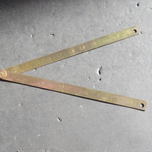 VINTAGE RABONE BRASS FOLDABLE RULER - 23 INCHES - NO. 1494 - PLEASE HAVE A LOOK