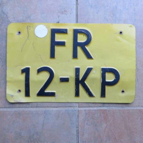 OLD SINGLE METAL NUMBER PLATE - FR 12 - KP - NETHERLANDS