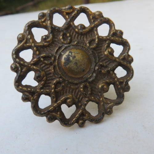 ONE BRASS PLATED CUPBOARD KNOB - 50 MM DIAM.