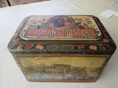 OLD COLMAN'S MUSTARD TIN - 200 X 135 MM - 140 MM HIGH