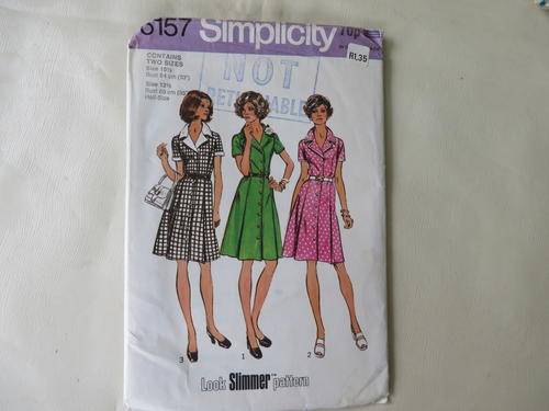 SIMPLICITY - PATTERN NO.6157 - SIZE 10 1/2 & 12 1/2 - BUST 84 & 89 CM   FACTORY FOLDED - AS PER SCAN