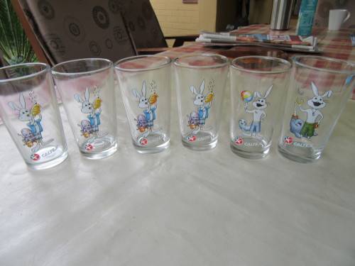 SIX CALTEX GLASSES - THE WHITE RABBIT - AS PER SCAN