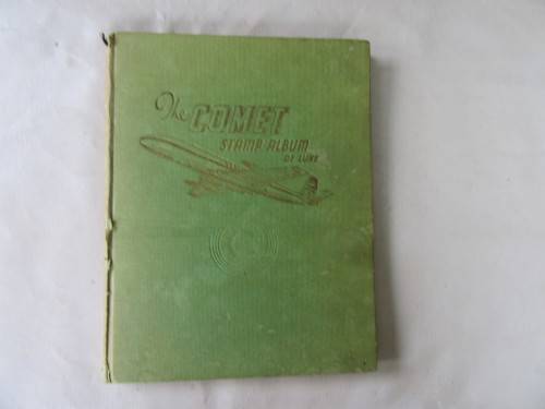 OLD COMET DE LUXE STAMP ALBUM WITH 180 UNCHECKED WORLD STAMPS - AS PER SCAN