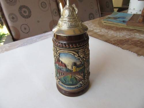 BEER STEIN FROM LUXEMBOURG WITH PEWTER LID - AS PER SCAN