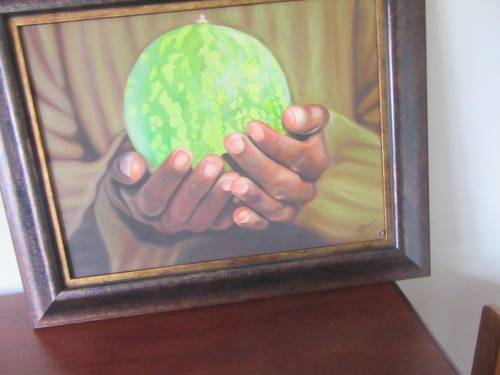 Hands Full of Hope for S.A. - Unusual and Beautiful Oil Painting by Ellim