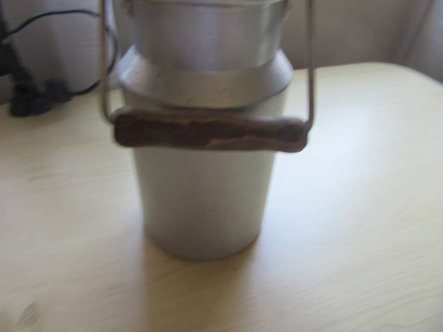 VINTAGE ALUMINIUM MILK CAN FROM GERMANY - APPR. 100 MM DIAM. - 120 MM HIGH - AS PER SCAN