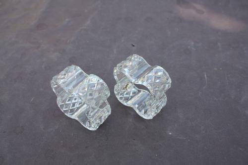 2 GLASS SERVIETTE RINGS - 45 MM