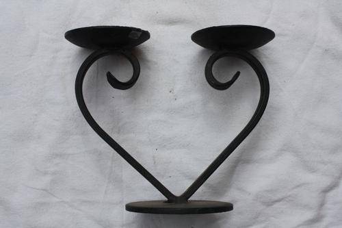 DOUBLE WROUGHT IRON CANDLE HOLDER - 155 MM