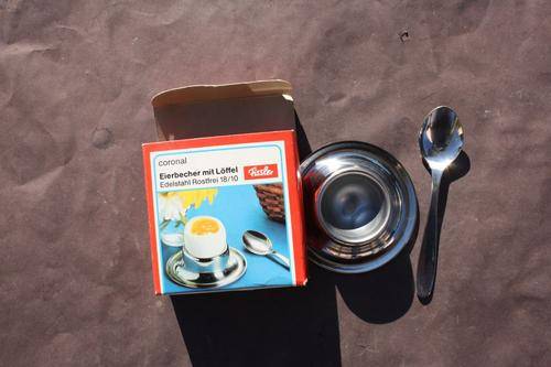 STAINLESS STEEL EGG STAND WITH SPOON - FISSLER