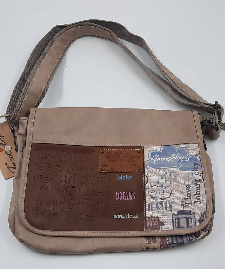 SHOULDER SLING BAG BY TROOCOLOR!(COTTON ROAD) /BEIGE