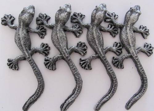 GECKO IN SILVER with double sided tape SET OF 4