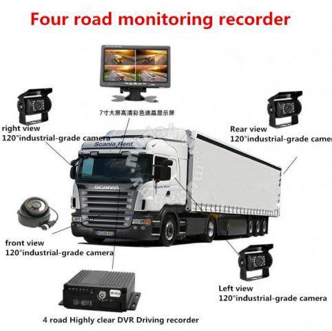 7" Car LCD MonitorH.264 Car DVR MDVR Video Recorder4X Camera For Truck Van Bus