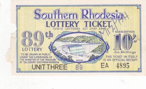 Southern Rhodesia 89th Lottery Ticket