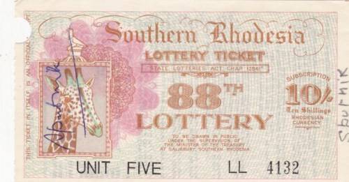Southern Rhodesia 88th Lottery Ticket