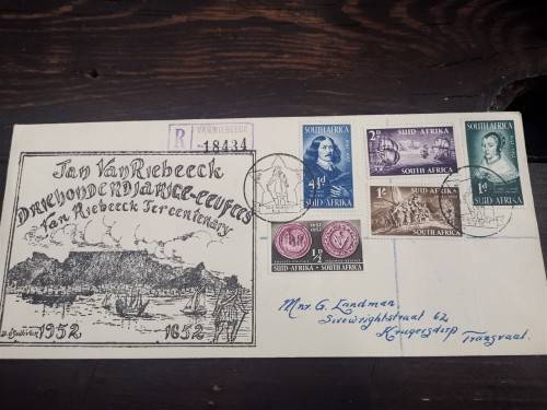 1952 South Africa Tercentenary Van Riebeeck Private FDC.