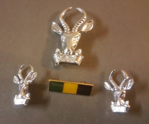 SADF Infantry Beret Badge, Collars and Bar. Bokkoppies