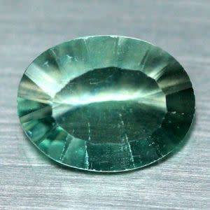 NATURAL GREEN CHINA FLUORITE CONCAVE FACET 3.19ct (11.3x8.6mm)