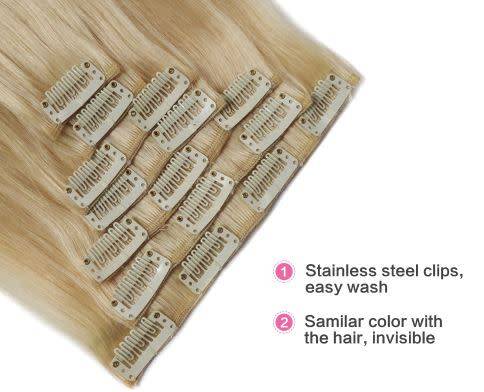100%  HUMAN HAIR CLIP IN EXTENSIONS (18 INCH) - FULL HEAD