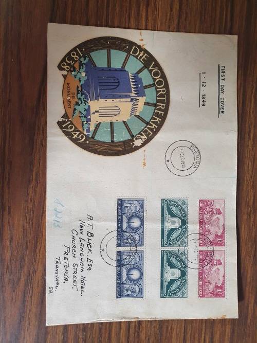 First Day Cover Voortrekker Monument 1949