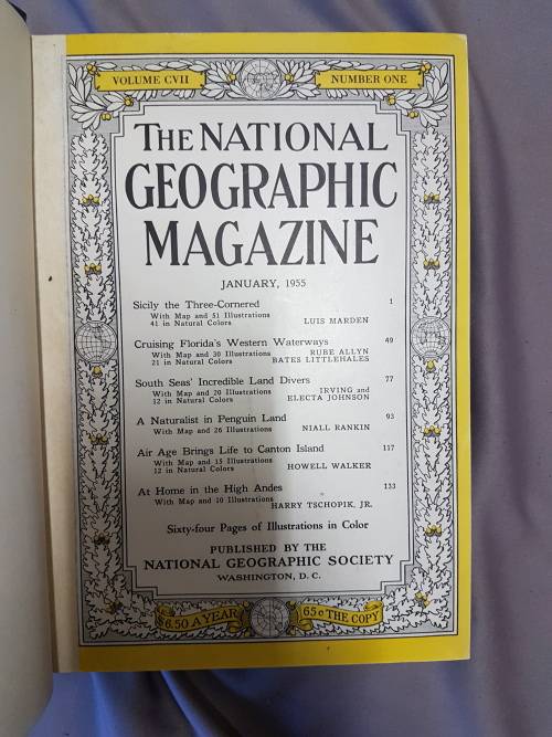 National Geographic Magazines - Jan to June 1955 in bound in One volume.