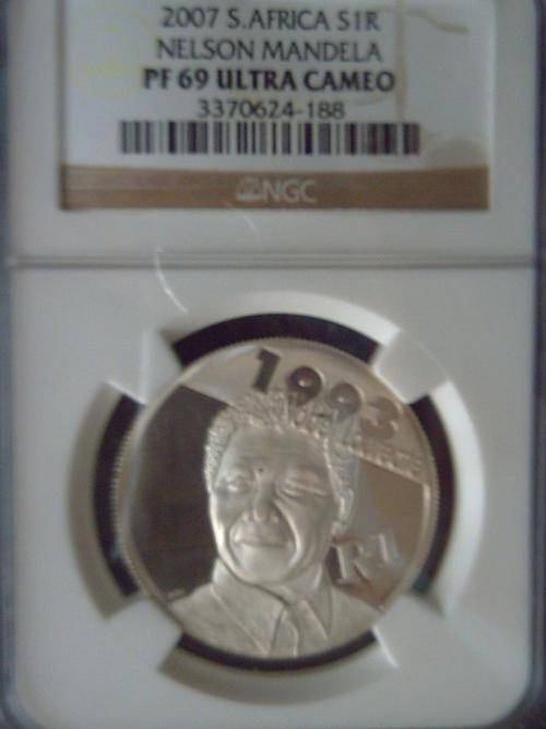 NELSON MANDELA PF69 SILVER R1 NOBEL LOUREATE