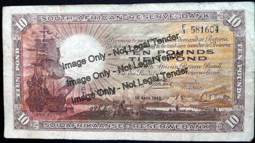 J Postmus 1st Issue Ten Pound Serial F1 581604 dated 14 April 1943. VG