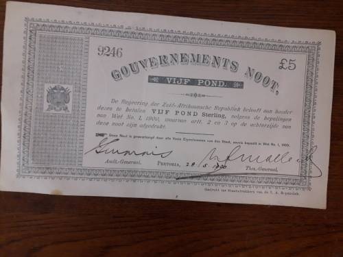 Governements Noot Vijf Pond 1900