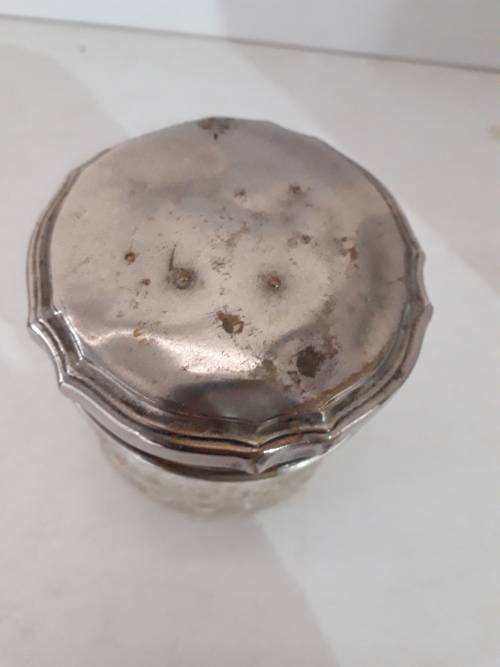 Crystal and Silver lidded Powder Puff Container