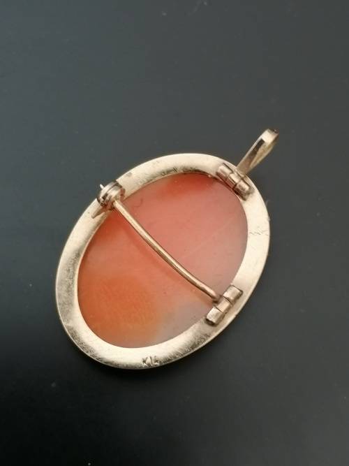 A Lovely 14K Gold Pendant /Brooch Cameo