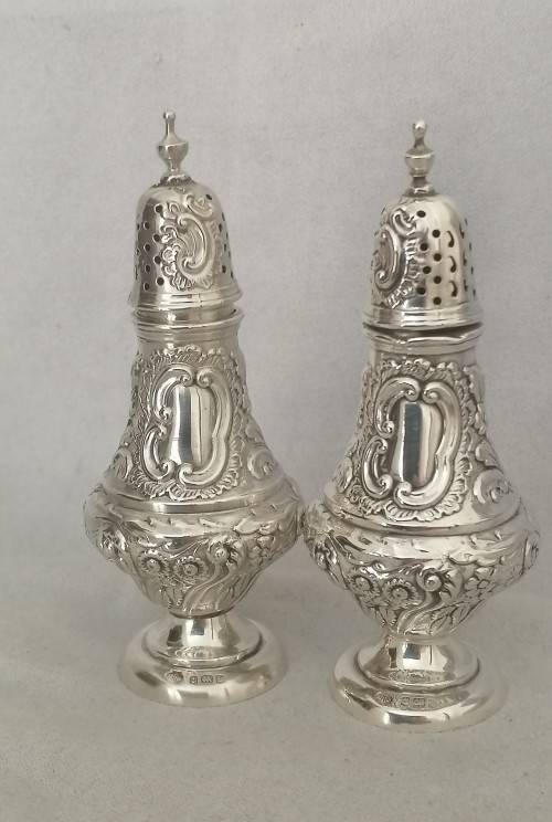 A Fine Sterling Condiment set Salt and Pepper perrettes